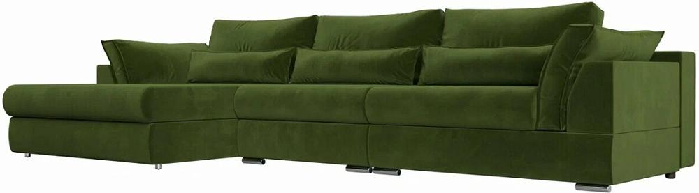 Угловой диван Пекин Long угол левый микровельвет зеленый диван угловой мэдисон long правый рогожка серый с бежевыми и серыми подушками