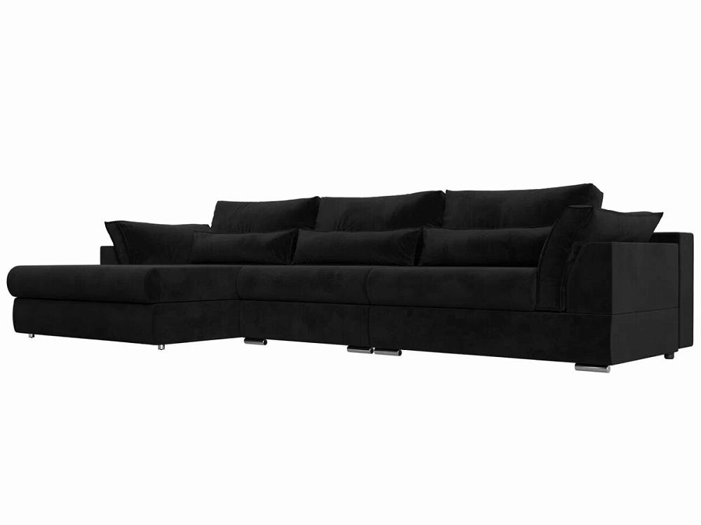 Угловой диван Пекин Long угол левый велюр черный диван угловой мэдисон long правый рогожка серый с бежевыми и серыми подушками