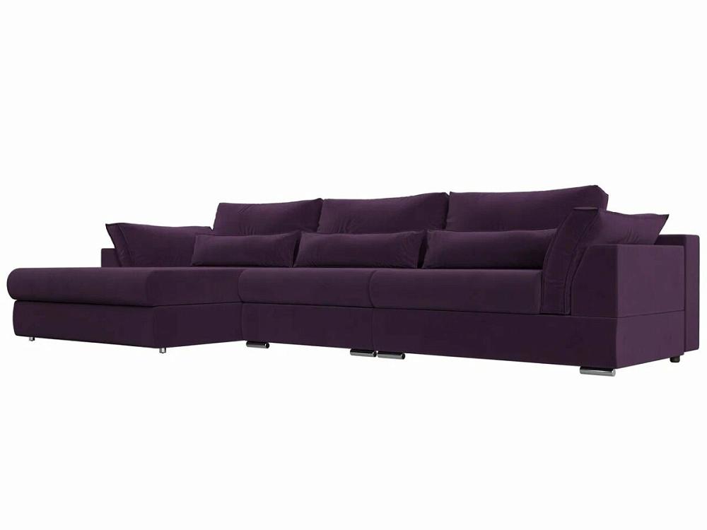 Угловой диван Пекин Long угол левый велюр фиолетовый подушка premium long wave 43x67