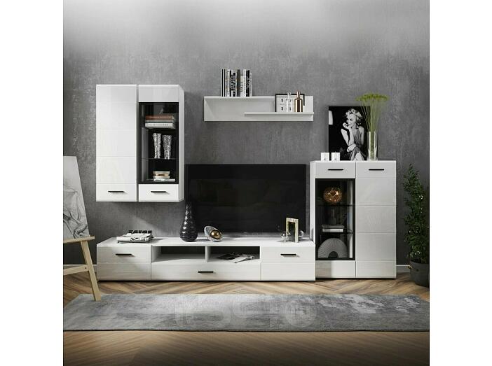 GLOSS гостинная - 1 Белый/Белый глянец /тумба под ТВ 200