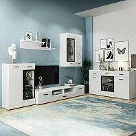 GLOSS гостинная - 2 Белый/Белый глянец /комод 150/тумба под тв 200