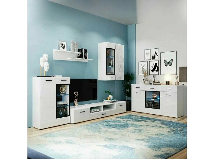 GLOSS гостинная - 6 Белый/Белый глянец /комод 150/тумба под тв 140