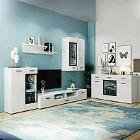GLOSS гостинная - 6 Белый/Белый глянец /комод 150/тумба под тв 140