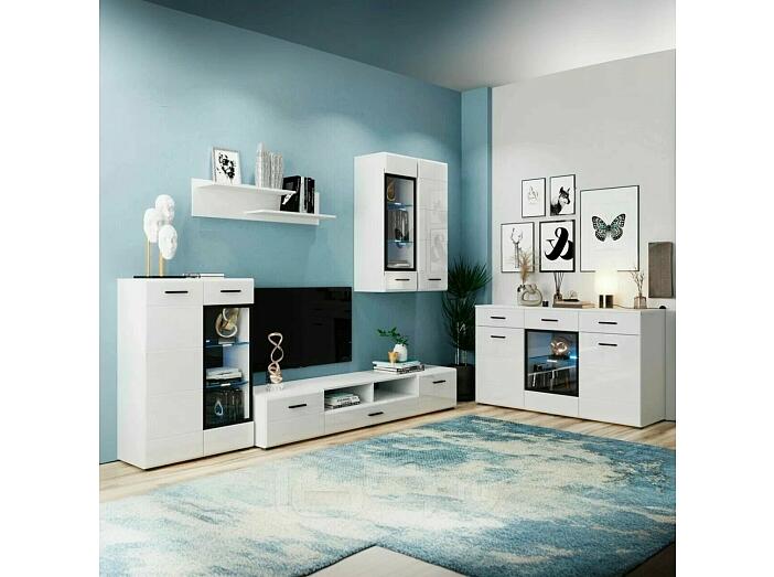 GLOSS гостинная - 5 Белый/Белый глянец /комод 80/тумба под тв 140