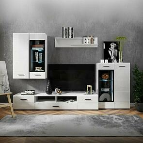 GLOSS гостинная - 4 Белый/Белый глянец /тумба под ТВ 140