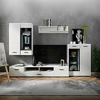 GLOSS гостинная - 4 Белый/Белый глянец /тумба под ТВ 140