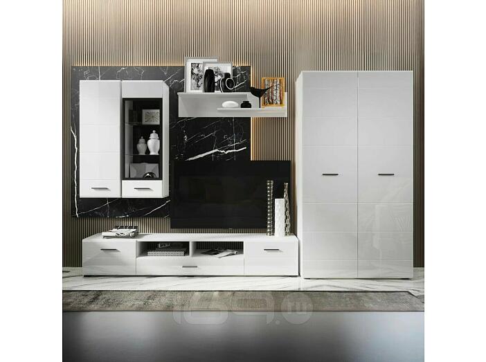 GLOSS гостинная -7 Белый/Белый глянец /тумба под тв 200