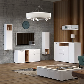 Гостиная Бэль-02 Белый премиум / Дуб Золотой