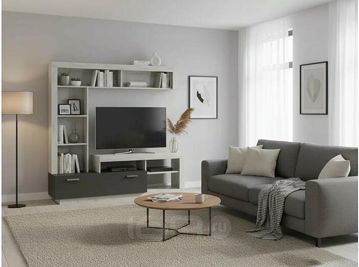 Ангара Центральная секция (Графит, Дуб Крафт Белый)