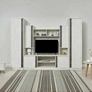Гостиная Атлантида 5 (Дуб Крафт Белый/Бетон Темный, Дуб Крафт Белый)