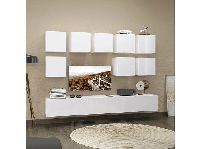 Гостиная Флорис Вариант №4 (Белый Глянец, Белый)