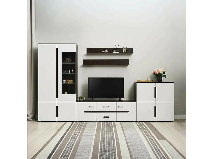 Гостиная Ким Вариант №1 (Белый глянец холодный, венге)