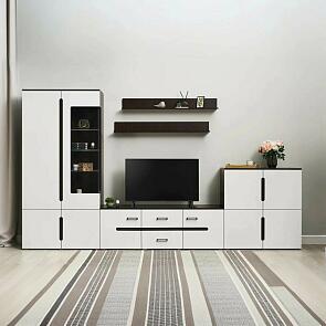 Гостиная Ким Вариант №1 (Белый глянец холодный, венге)