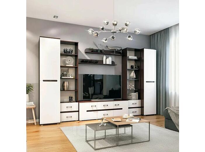 Гостиная Ким Вариант №2 (Белый глянец холодный, венге)