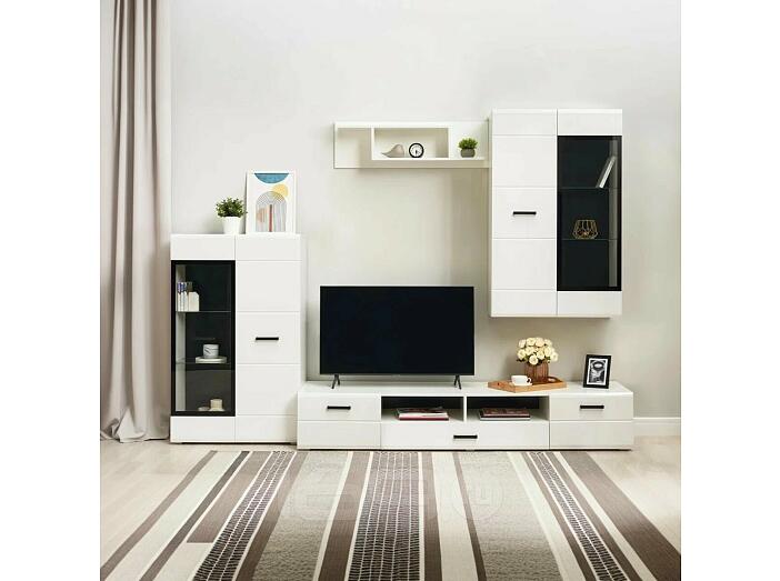 Гостиная Нэнси NEW Вариант №1 (Белый глянец, Белый)