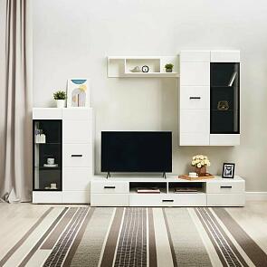 Гостиная Нэнси NEW Вариант №1 (Белый глянец, Белый)