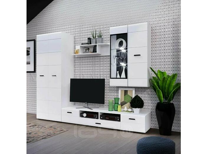 Гостиная Нэнси NEW Вариант №2 (Белый глянец, Белый)