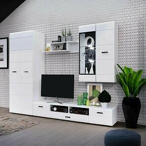 Гостиная Нэнси NEW Вариант №2 (Белый глянец, Белый)