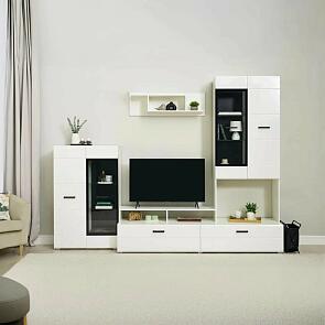 Гостиная Нэнси NEW Вариант №3 (Белый глянец, Белый)