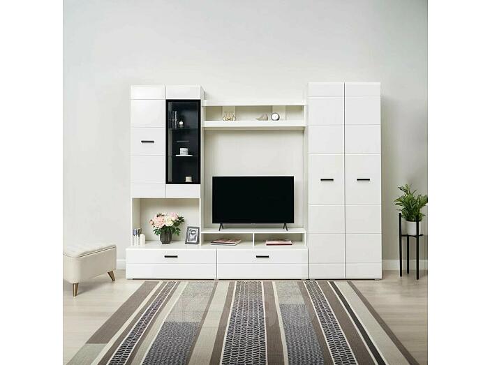 Гостиная Нэнси NEW Вариант №4 (Белый глянец, Белый)