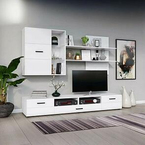 Гостиная Нэнси NEW Вариант №5 (Белый глянец, Белый)