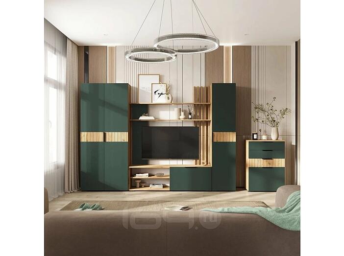 Гостиная Роджина (Изумрудный, Дуб крафт (КРОМКА ДУБ КРАФТ))