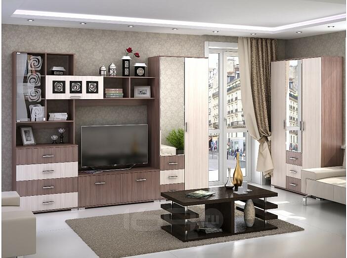 Гостиная Рошель-03 Ясень шимо тёмный-светлый