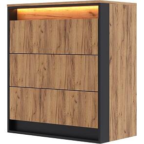 Наоми Комод 3 ящика (800) (Дуб Крафт, Черный)