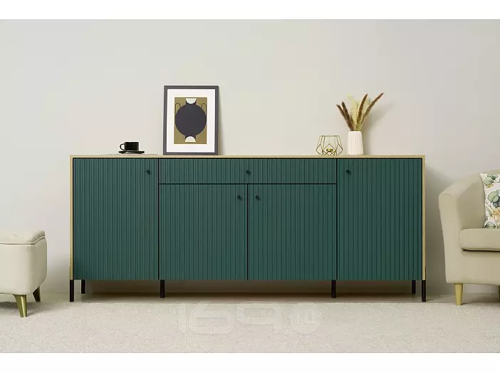Оливия Комод (металл) (Браш Мени Грин, Дуб Крафт)