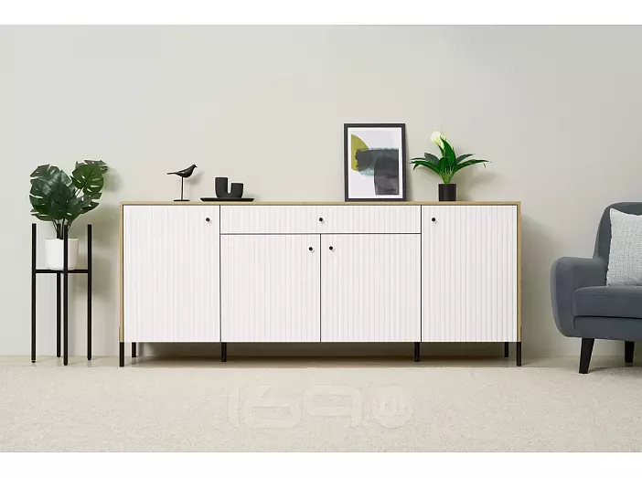 Оливия Комод (металл) (Браш Вайт, Дуб Крафт)