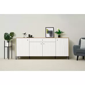 Оливия Комод (металл) (Браш Вайт, Дуб Крафт)