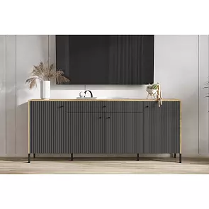 Оливия Комод (металл) (Графит Софт NEW, Дуб Крафт)