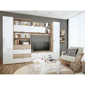 Гостиная Терра-01 Белый глянец/Дуб сонома