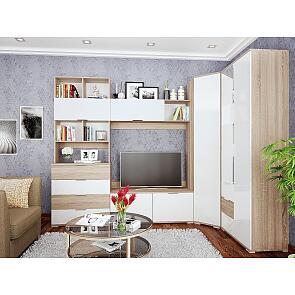 Гостиная Терра-02 Белый глянец/Дуб сонома