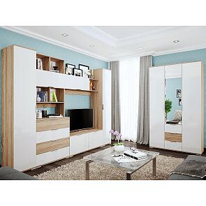 Гостиная Терра-03 Белый глянец/Дуб сонома