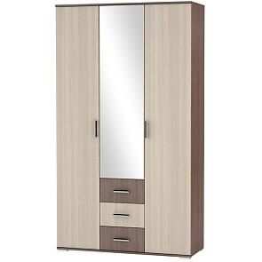 Шкаф трехстворчатый Рошель ШК-813 с ящиками ЛДСП Ясень шимо темный/светлый