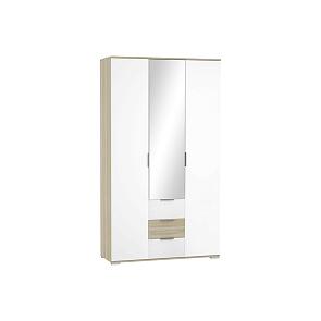 Шкаф трехстворчатый Терра ШК-823 с ящиками МДФ Белый глянец/Дуб сонома