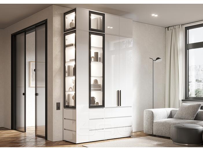 Норд гостиная 1 Белый глянец/Белый 1500*510*2654