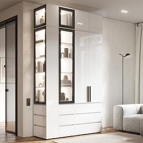 Норд гостиная 1 Белый глянец/Белый 1500*510*2654