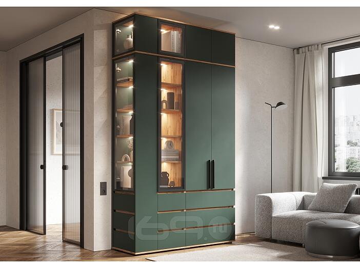 Норд гостиная 1 Изумрудный/Дуб Крафт 1500*510*2654