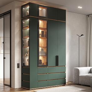 Норд гостиная 1 Изумрудный/Дуб Крафт 1500*510*2654