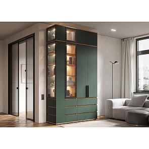 Норд гостиная 1 Изумрудный/Дуб Крафт 1500*510*2654