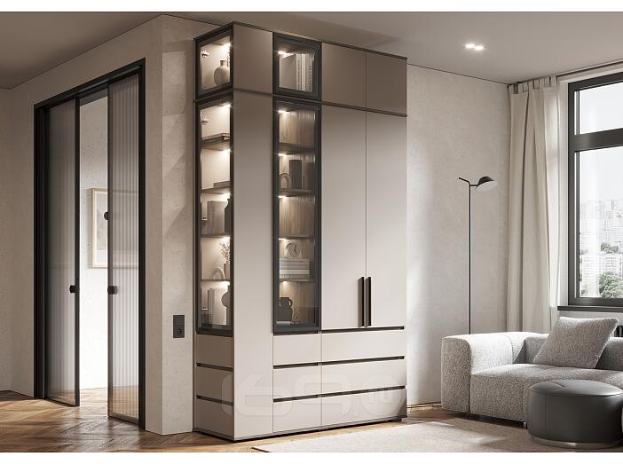 Норд гостиная 1 Кашемир/Дуб Крафт Серый 1500*510*2654