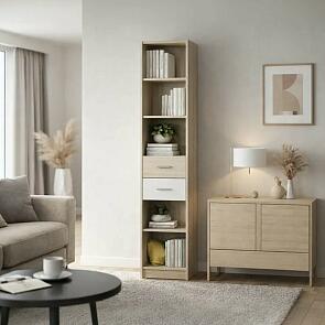 Мартина Стеллаж с ящиками (Белый, сонома)