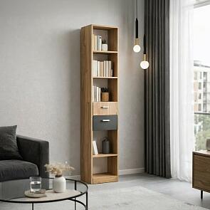 Мартина Стеллаж с ящиками (Графит, Дуб крафт)