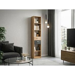 Мартина Стеллаж с ящиками (Графит, Дуб крафт)