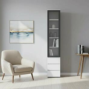 Норд Пенал-стекло (400) с ящиками (Белый глянец, Белый)