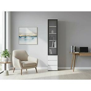 Норд Пенал-стекло (400) с ящиками (Белый глянец, Белый)