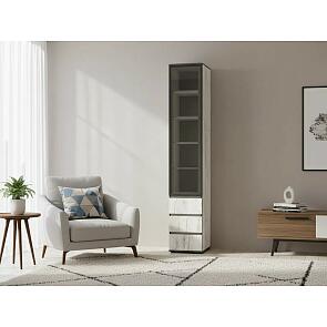 Норд Пенал-стекло (400) с ящиками (Дуб Крафт Белый, Дуб Крафт Белый)