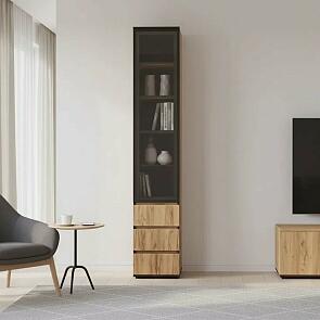 Норд Пенал-стекло (400) с ящиками (Дуб Крафт, Дуб Крафт (КРОМКА ВЕНГЕ))